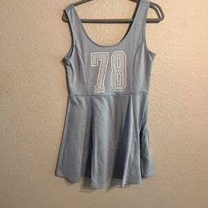 76 Cheerleader Skater Fit & Flare  SKY Blue Jersey‎ Dress H&M DIVIDED Size 14